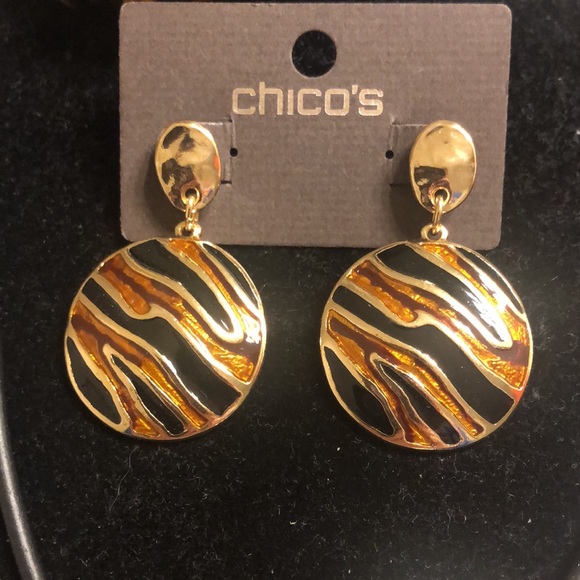 Chico’s Tiger pendant necklace/matching earrings & NWT Tigers eye bracelet set - Picture 4 of 8